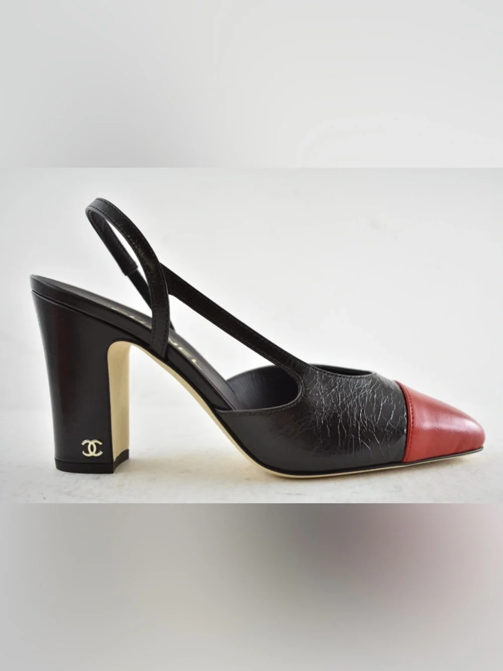 Chanel 26S Blazy Dark Brown Red CC Coco Sling Slingback Block Heel Pump 40c - Picture 2 of 16